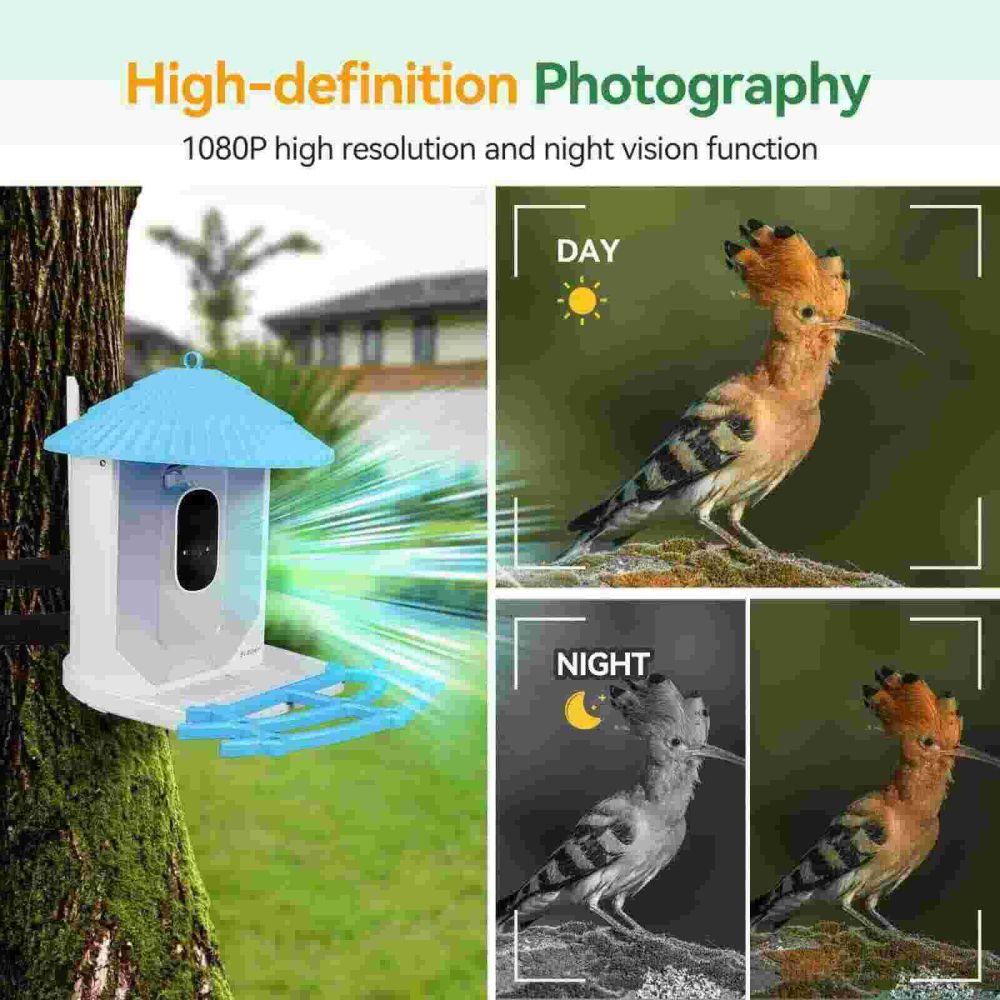 SC101 Smart Bird Feeder With Camera Auto Capture HD Bird Videos For Birdwatcher IP66 Waterproof 